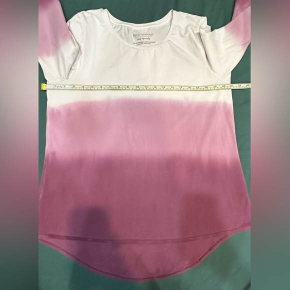 Seed to Style Organic Cotton Watercolor Print Long-Sleeve Top Pink Ombré Sz Lg - Picture 9 of 14